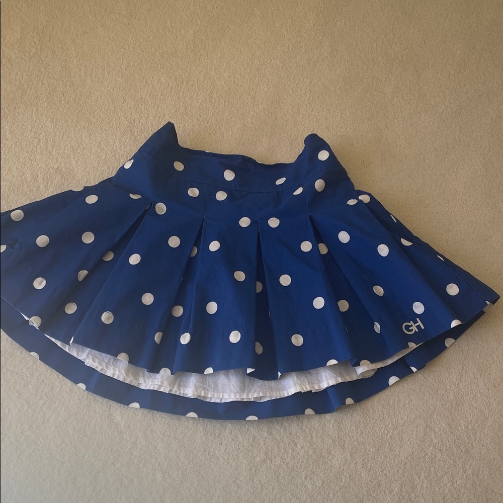 Gilly Hicks Blue & White Polka Dot Circle Skirt